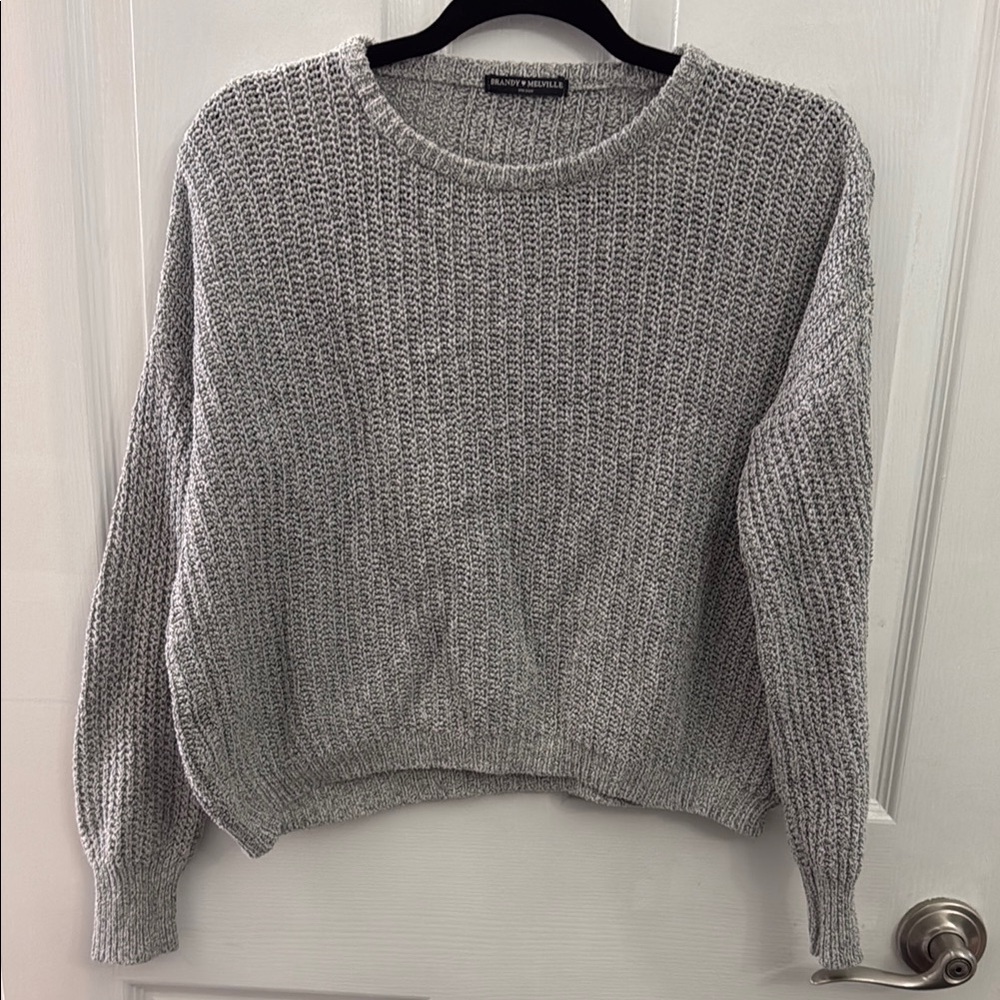 Brandy Melville Boxy Cropped Gray Knit Sweater